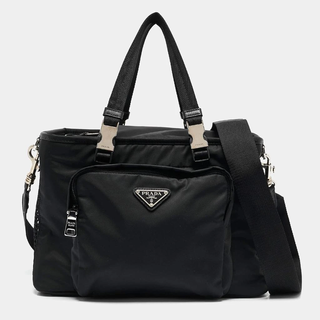 Prada Prada Black Re-Nylon and Leather Pet Bag 1