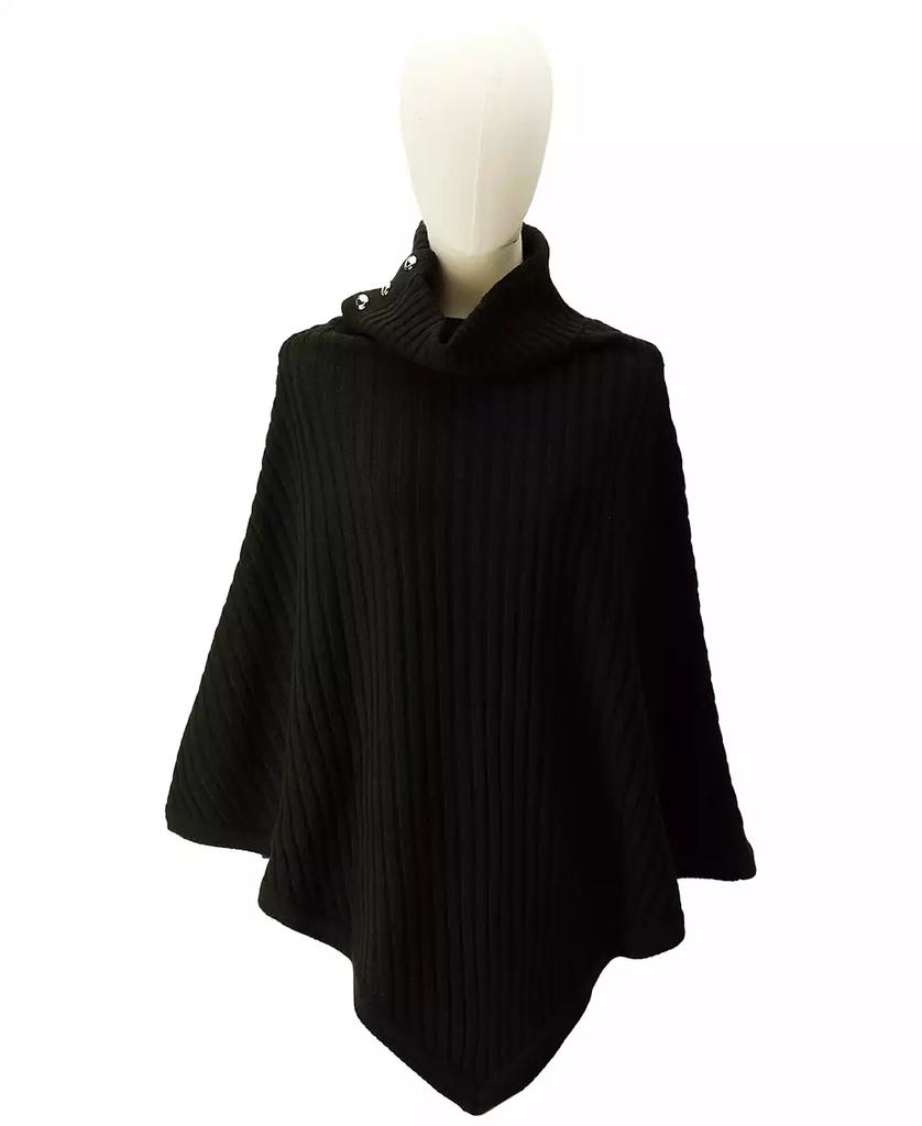 Michael Kors Women's Wide-Rib Button Turtleneck Poncho