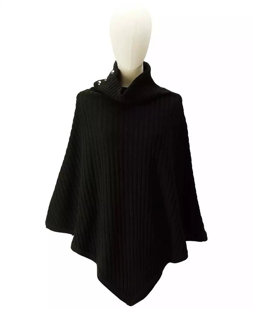 Michael Kors Women's Wide-Rib Button Turtleneck Poncho 1