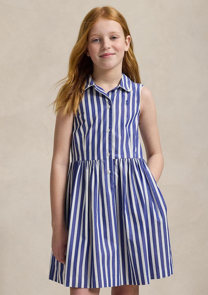 Ralph Lauren Girls 7-16 Striped Cotton Poplin Shirtdress