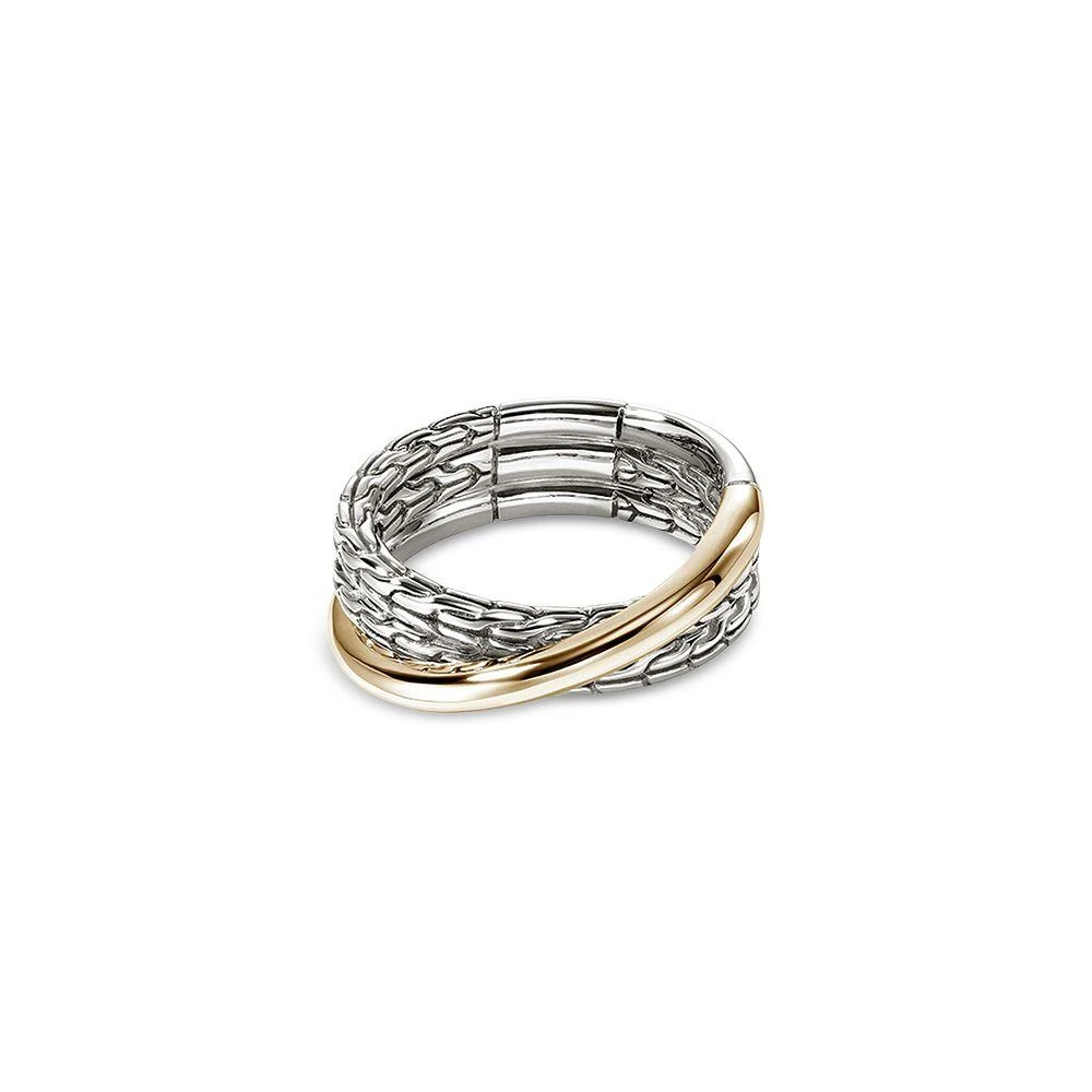 John Hardy 14K Yellow Gold & Sterling Silver JH Essentials Crossover Ring 1