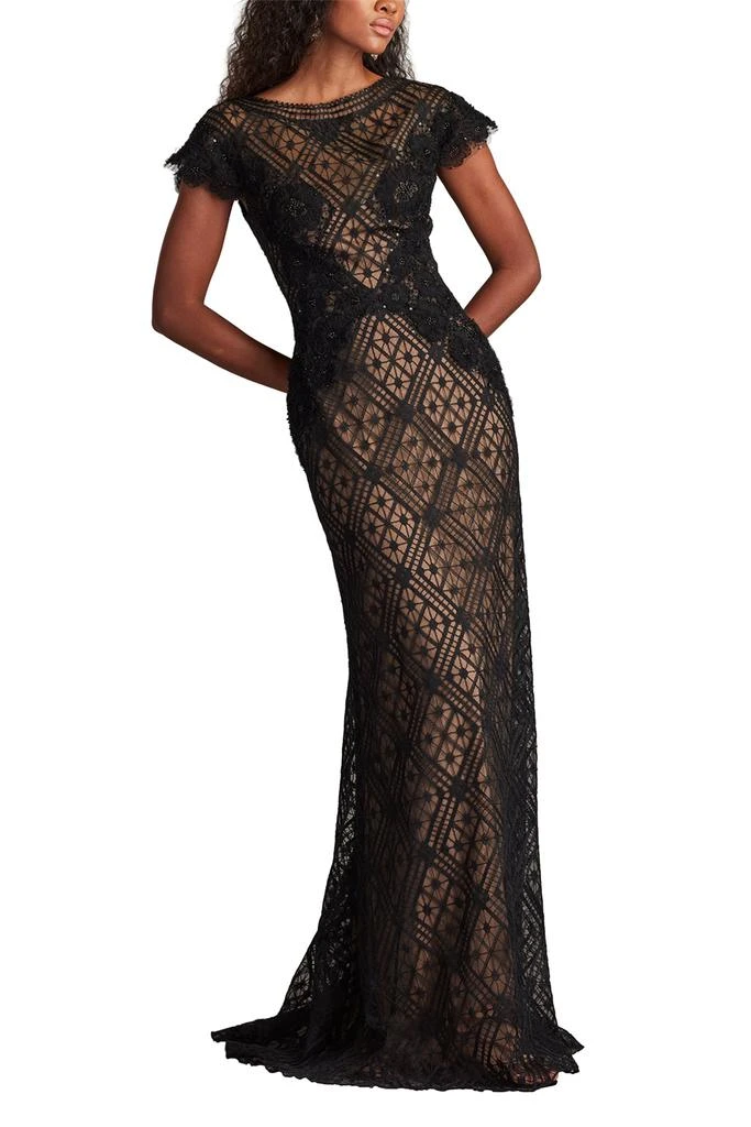 Tadashi Shoji Jasi Embroidered Illusion Gown - Dresses & Skirts -  BeyondStyle