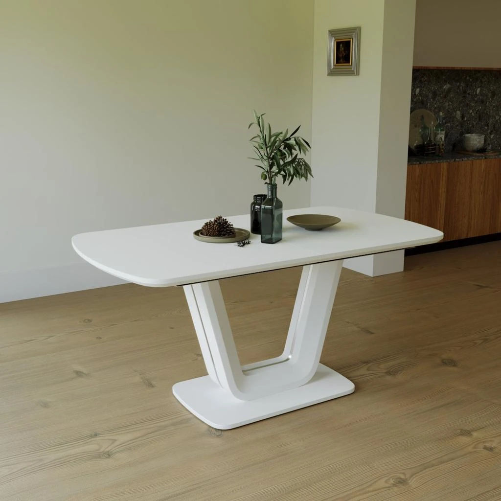 Streamdale Furniture Streamdale Expandable White Dining Table, U-Legs, Home/Office 5