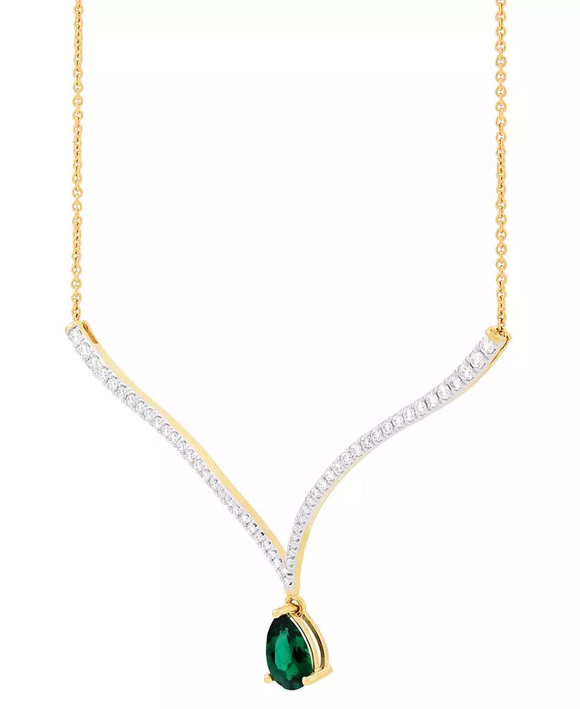 Grown With Love Emerald (1-1/2 ct. t.w.) & Lab Grown Diamond (1 ct. t.w.) Fancy 18" Pendant Necklace in 14k Gold (Also in Lab Grown Ruby & Lab Grown Sapphire)