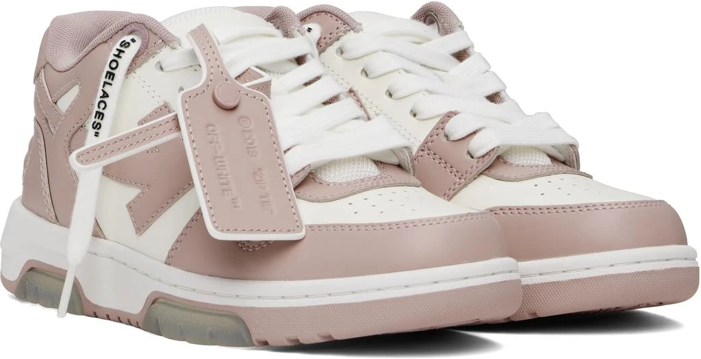 Off-White White & Pink Out Of Office Calf Leather Sneakers 4