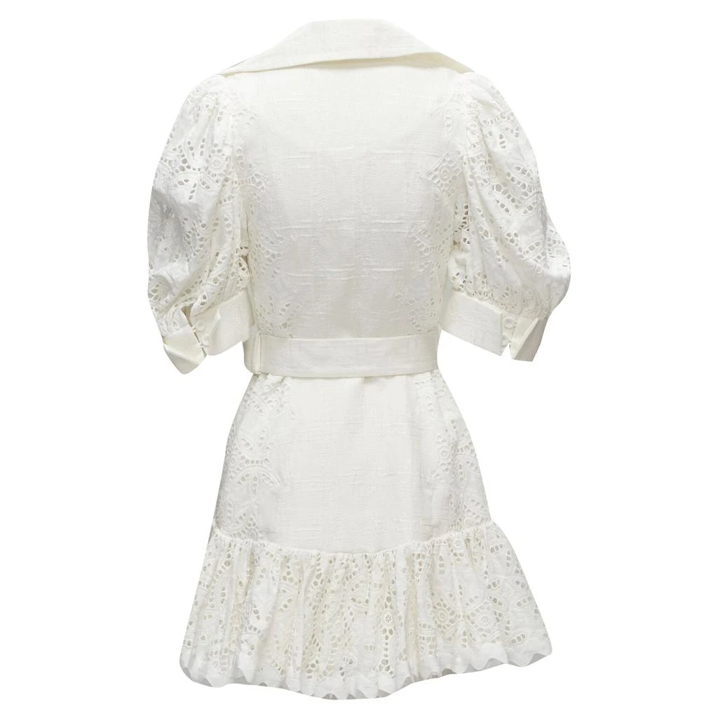 Acler Acler embroidery eyelet puff sleeve belted double breasted dress 6