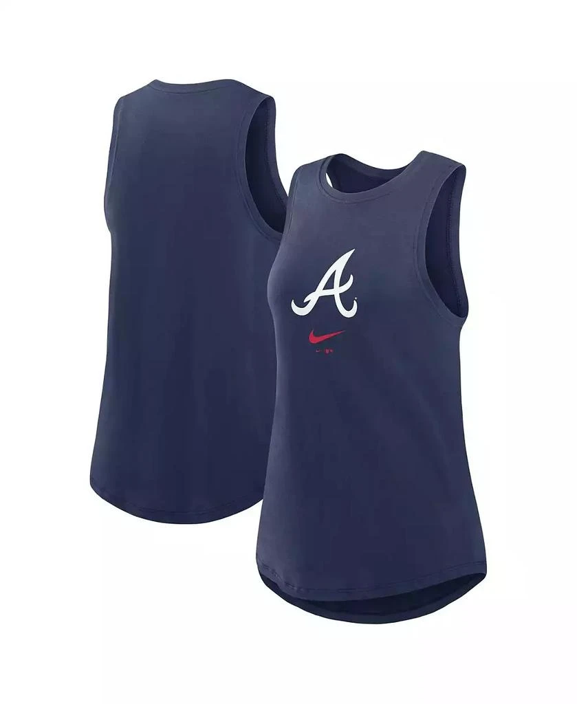 NIKE Women's Navy Atlanta Braves Legacy Icon High Neck Fashion Tank Top 1