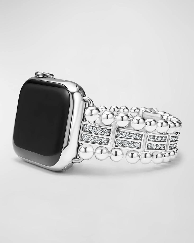 LAGOS Smart Caviar Sterling Silver Spark Diamond 2 Row 38mm Apple Watch Band 1