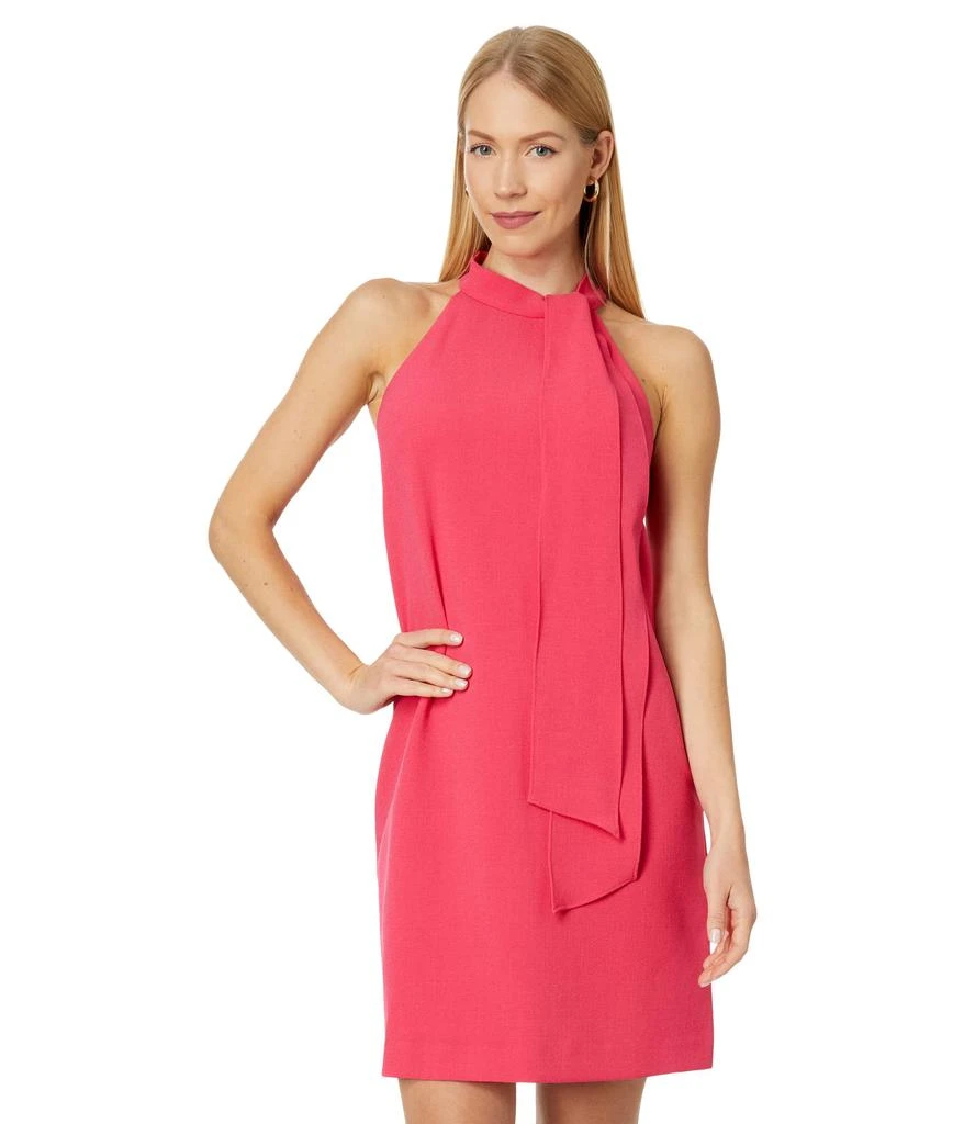 slim fit dress slacks Vince Camuto Sleeveless Tie Halter Neck Ruffle Satin Gown