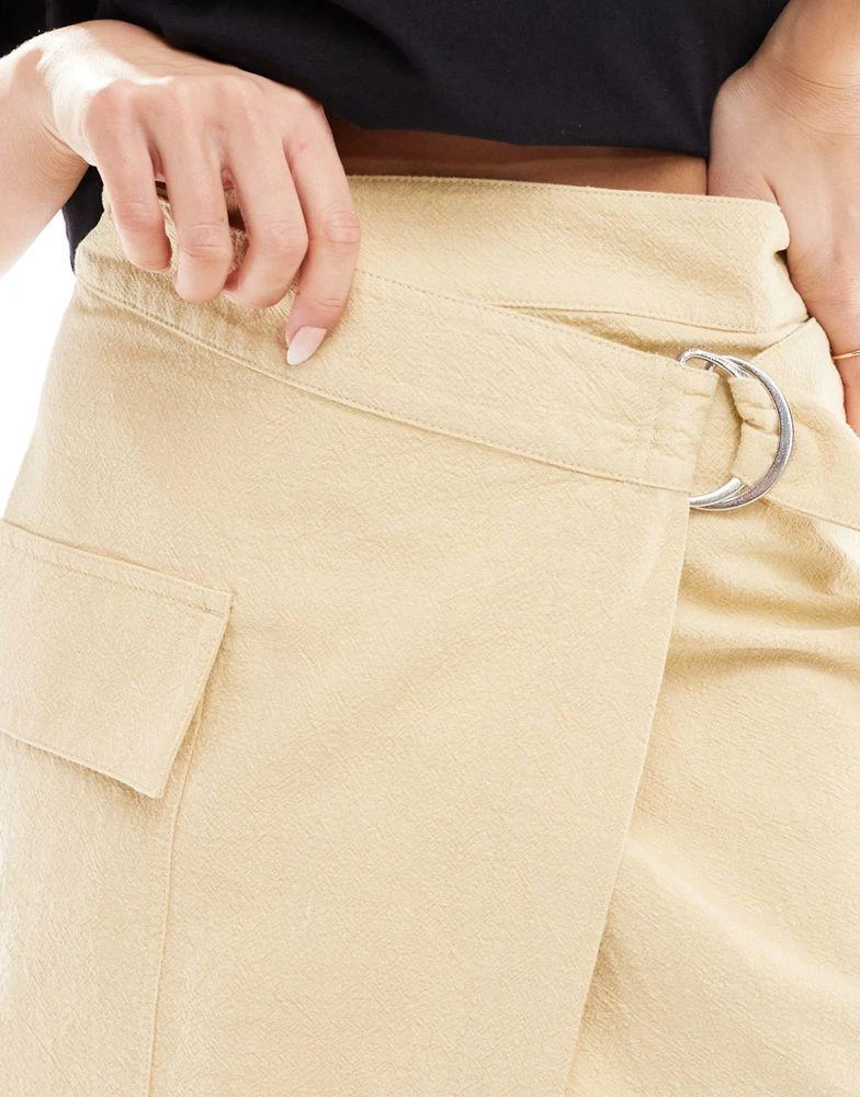 & Other Stories & Other Stories utility asymmetric wrap midi skirt with pocket detail in natural 2