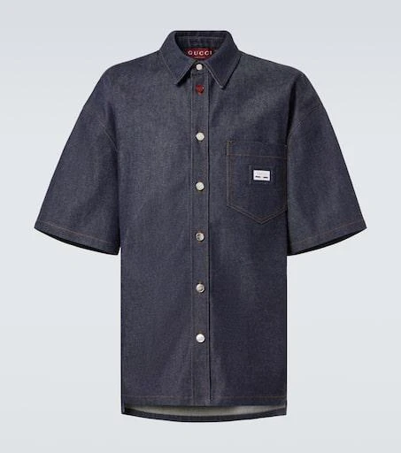 Gucci Web denim bowling shirt 1