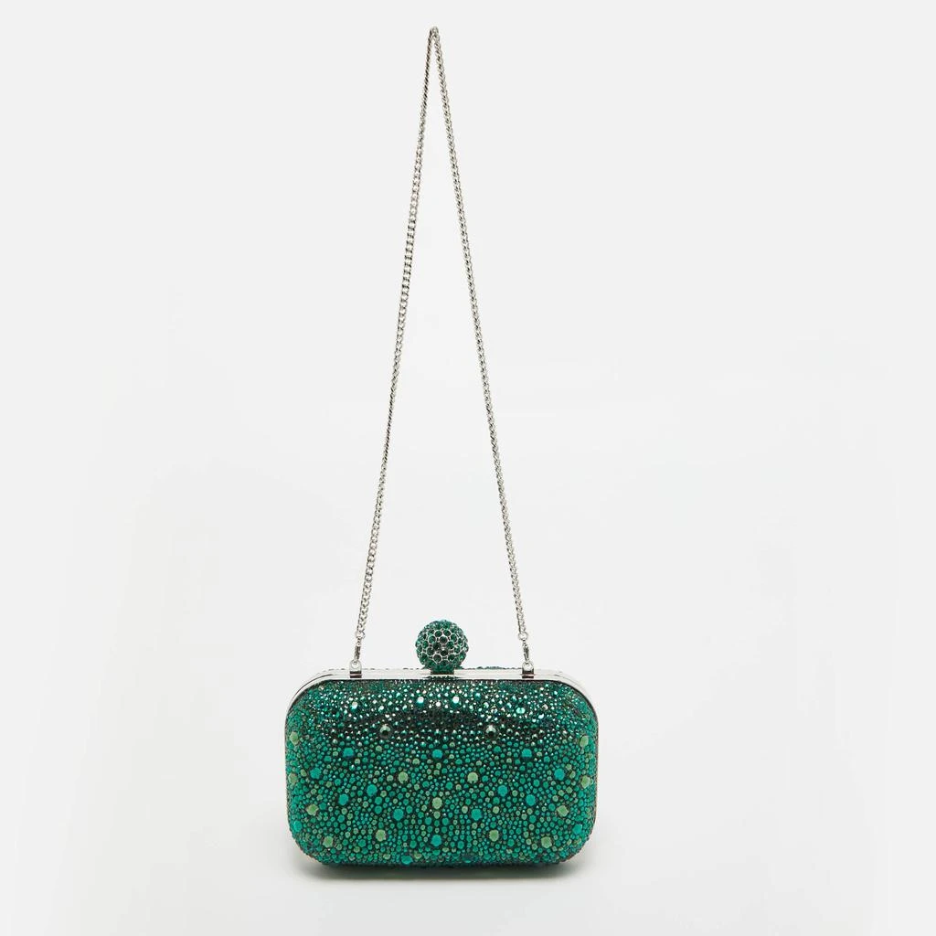 Jimmy Choo Jimmy Choo Emerald Suede Crystal Embellished Cloud Chain Clutch 4