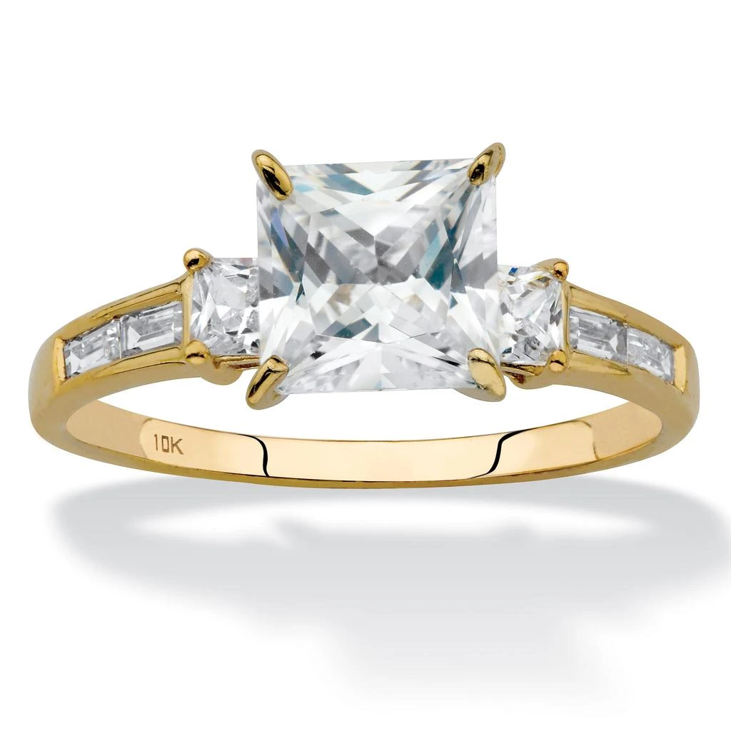 Palm Beach Jewelry 2.18 Cttw. Solid 10k Yellow Gold Princess-Cut Cubic Zirconia Engagement Ring 1