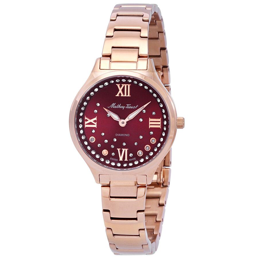 Mathey-Tissot Nicole Diamond Quartz Red Dial Ladies Watch D985SPR