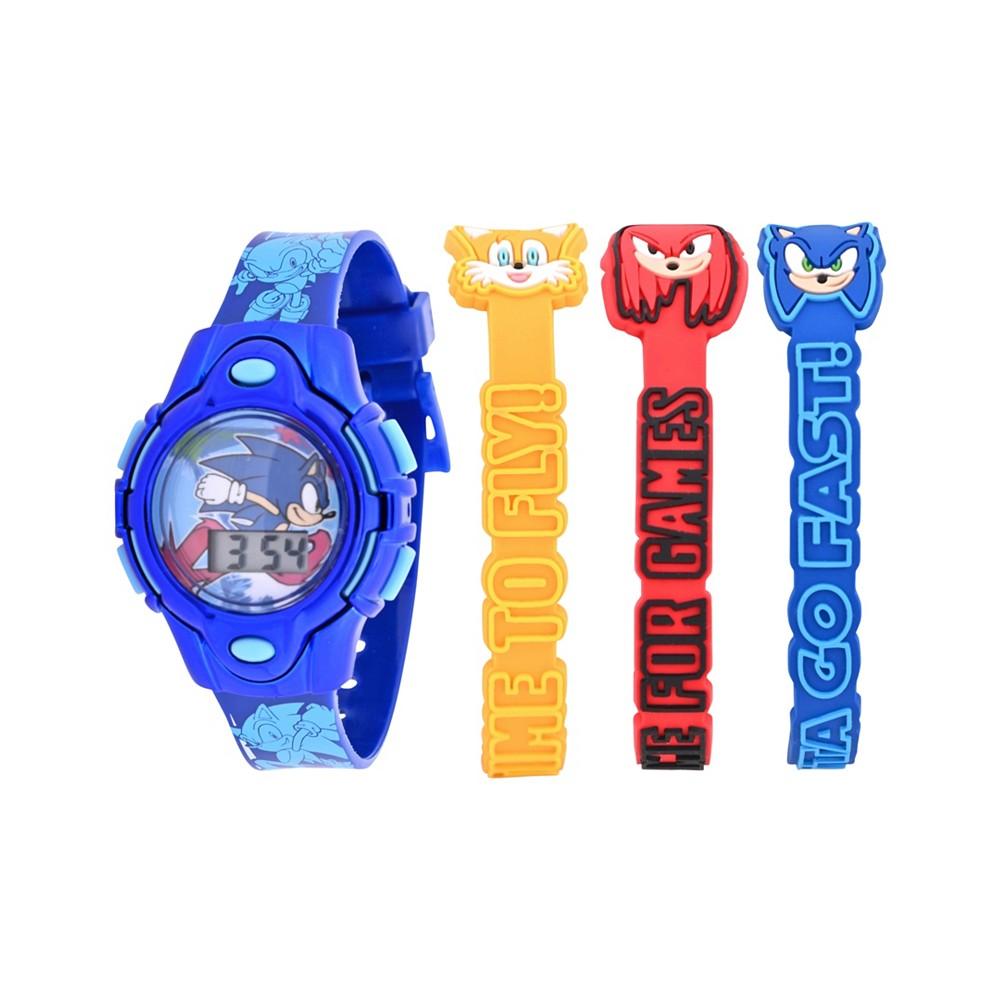 Accutime Kids Unisex Sega Sonic the Hedgehog Blue Silicone Strap Watch 35.5mm Set