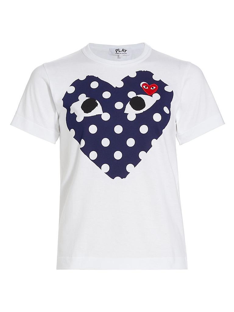 【Comme des Garcons】 Heart-print cotton-jersey T-shirt Comme des Garcons Men's Cotton Jersey Heart T-Shirt