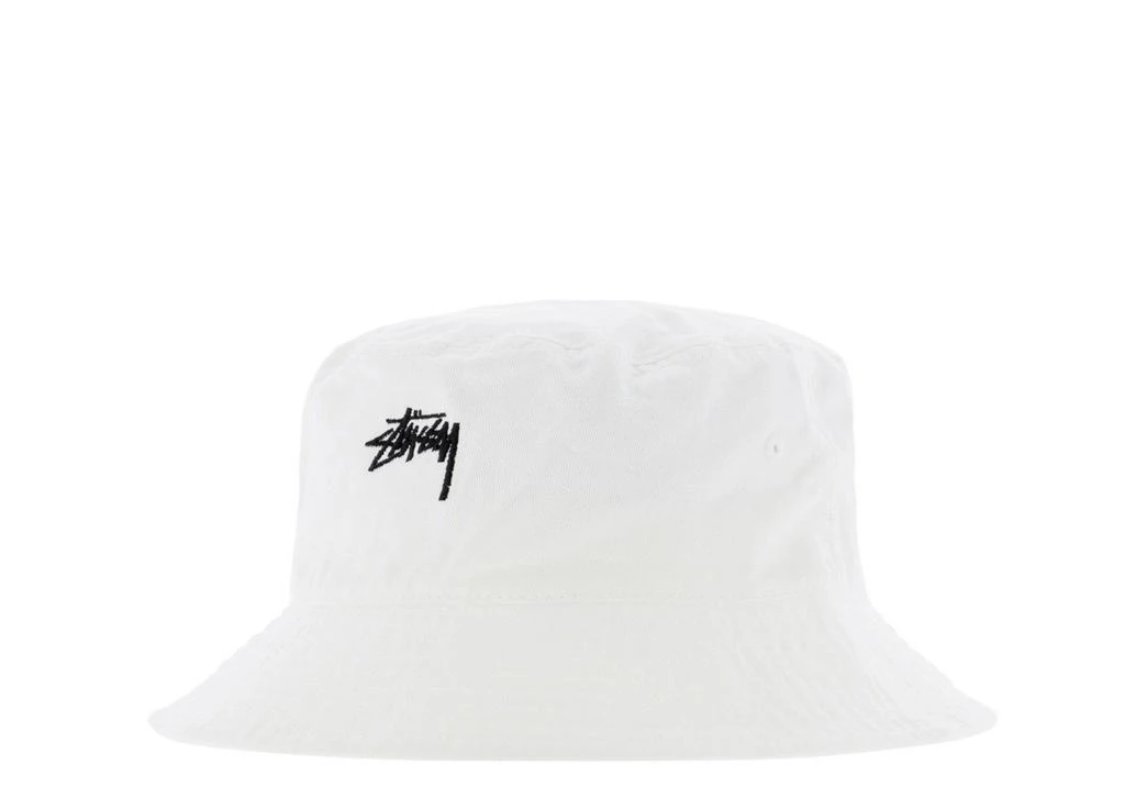 Stüssy White Embroidered Logo Bucket Hat Stussy Embroidered-logo Bucket Hat In White | ModeSens main image 4