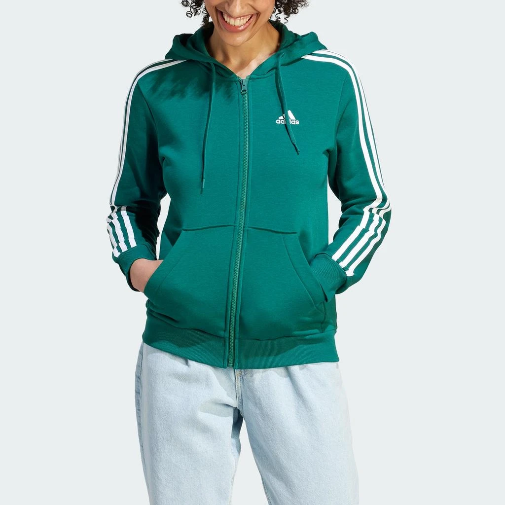 adidas Women's  Essentials 3-Stripes Full-Zip Fleece Hoodie 2