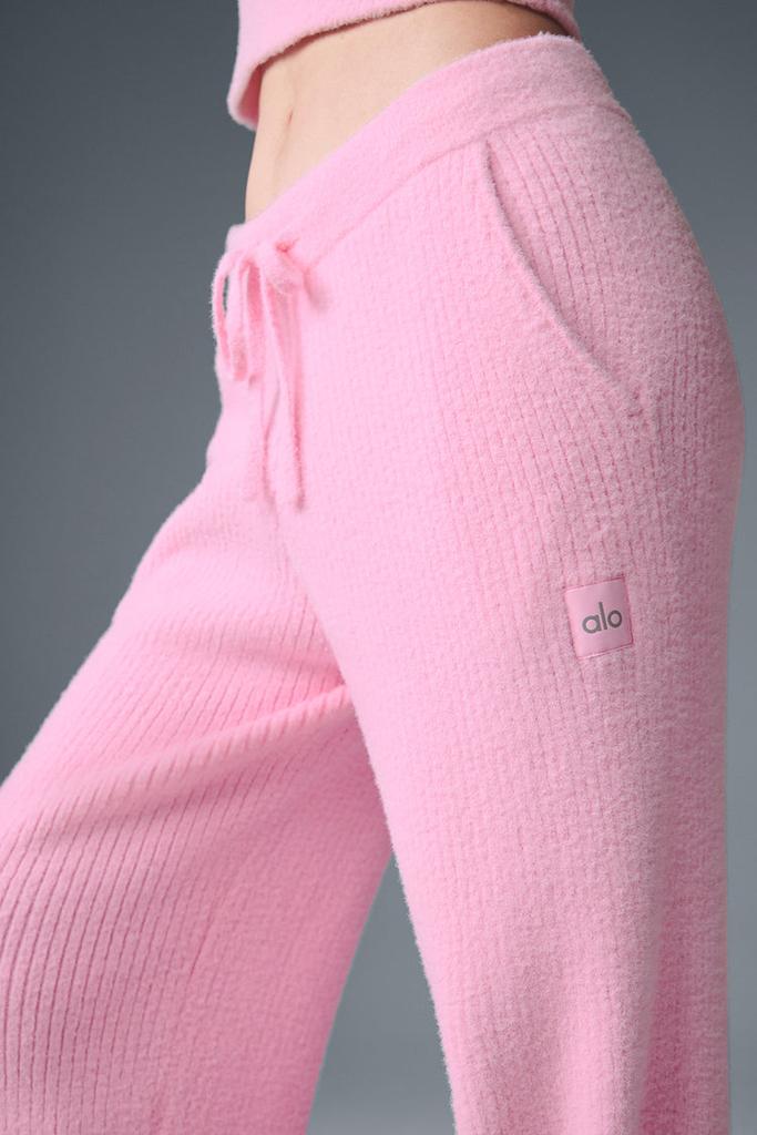 Alo Snuggle Up Sweater High-Waist Wide Leg Pant - Sweet Pink