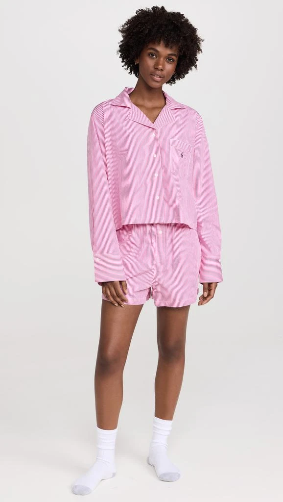 Ralph Lauren Crop Top & Boxer Poplin Pajama Set 1