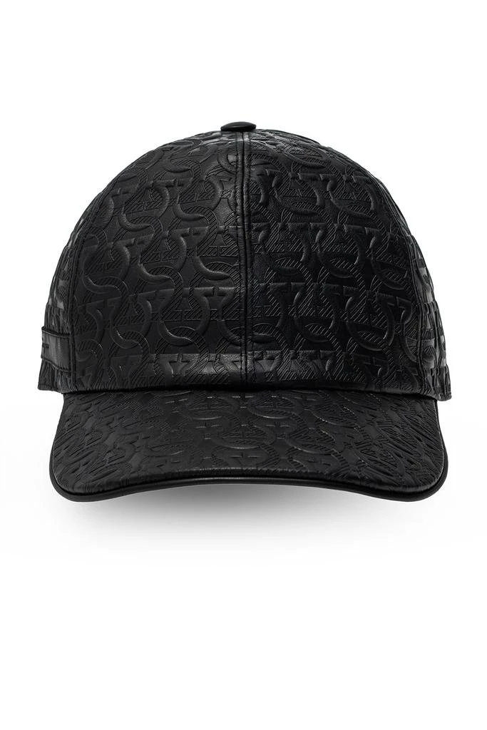 Salvatore Ferragamo Salvatore Ferragamo Men's Black Gancini Embossed Baseball Cap 1