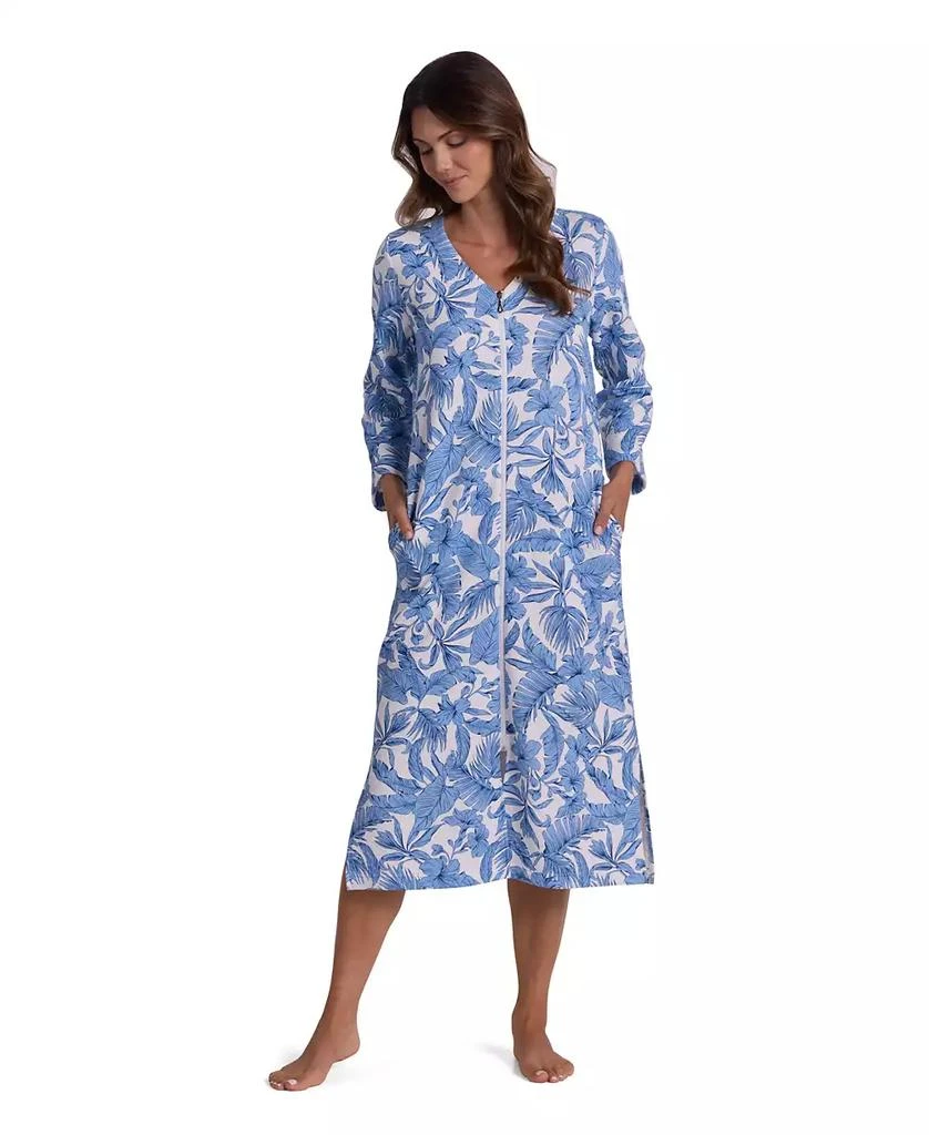 Miss Elaine Women
s V-Neck Printed Long Zip Robe