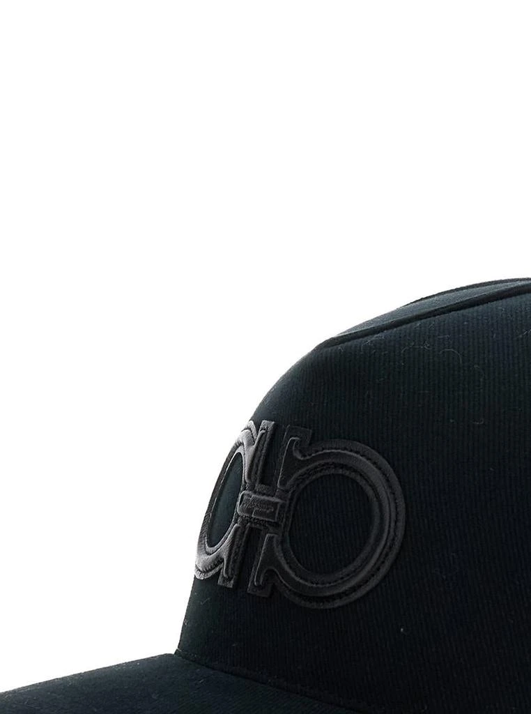 Salvatore Ferragamo Black Baseball Cap With Leather Gancini Detail On The Front In Cotton Man 3