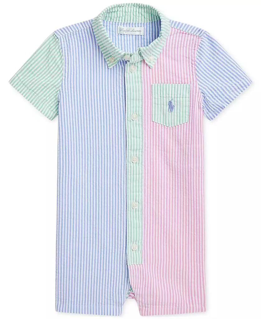 Ralph Lauren Baby Boys Color-Blocked Seersucker Shortall 1