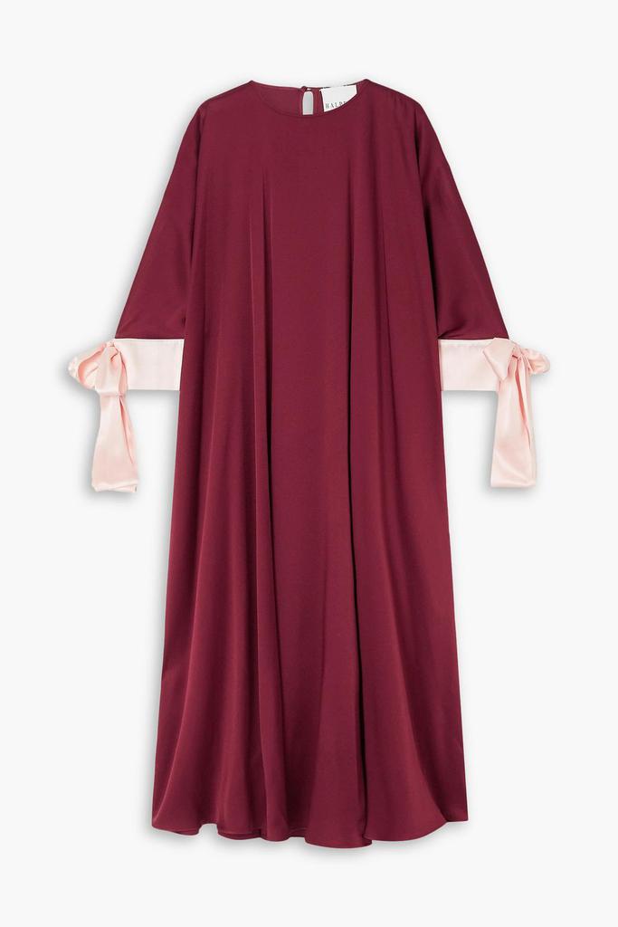 Halpern Bow-detailed two-tone silk-satin kaftan