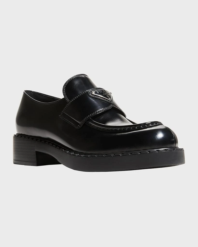Prada Leather Triangle Logo Loafers 3