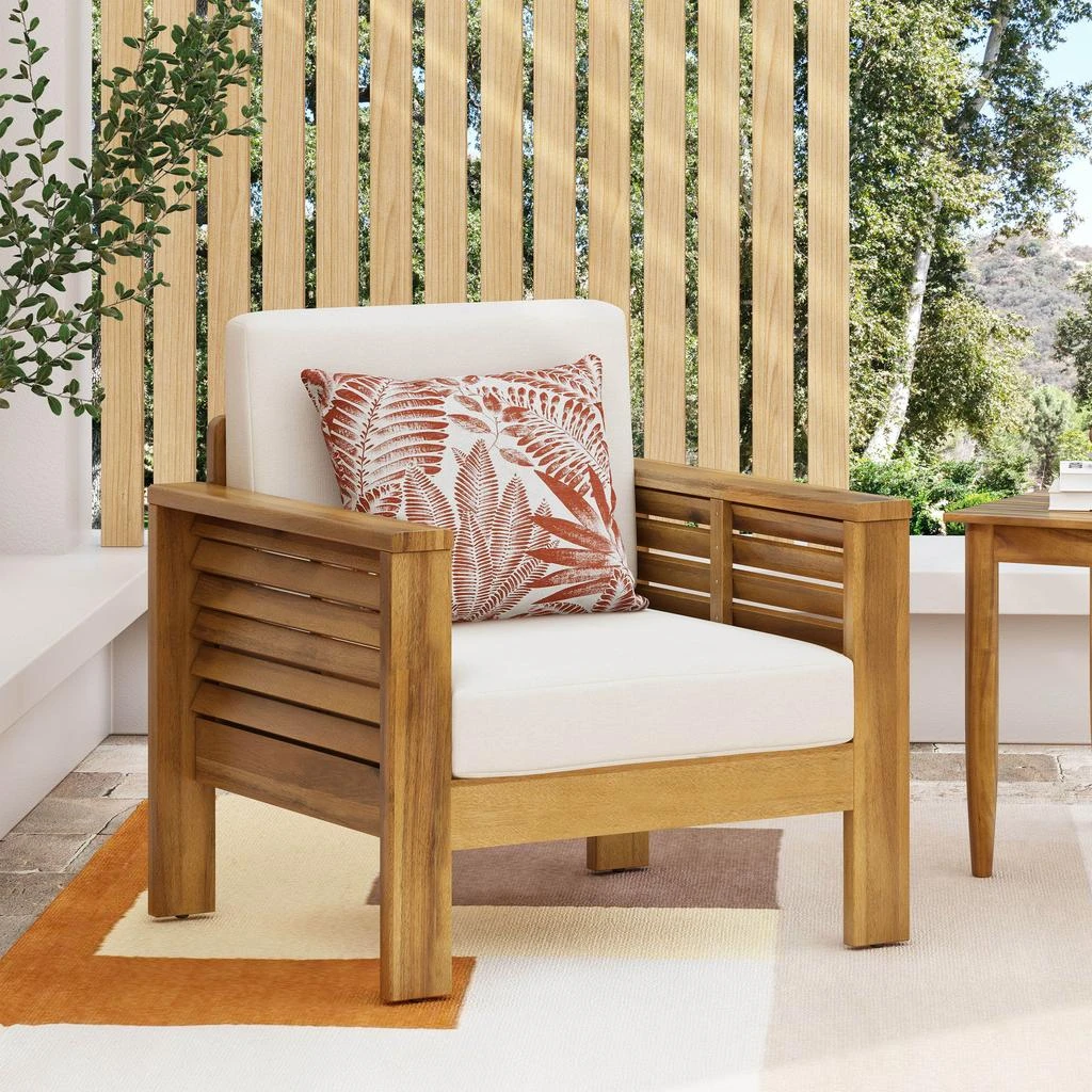 Streamdale Furniture Streamdale Outdoor Acacia Wood Club Chairs with Cushions