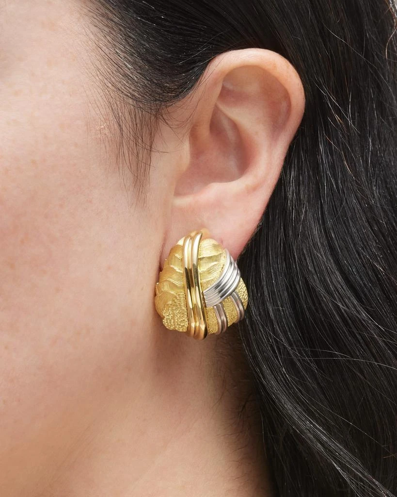 NM Estate Estate Dunay 18K Yellow Gold and Platinum Earrings 2