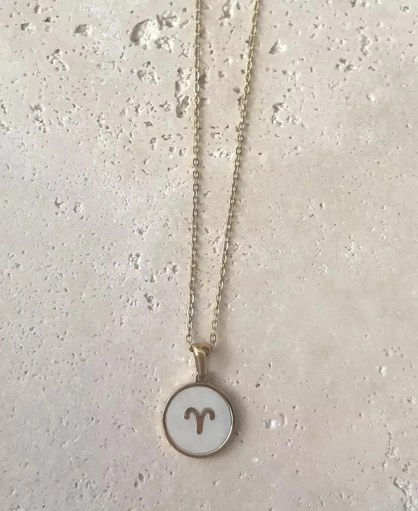 ADORNIA Tarnish Resistant Gold Mother of Pearl Zodiac Necklace 3