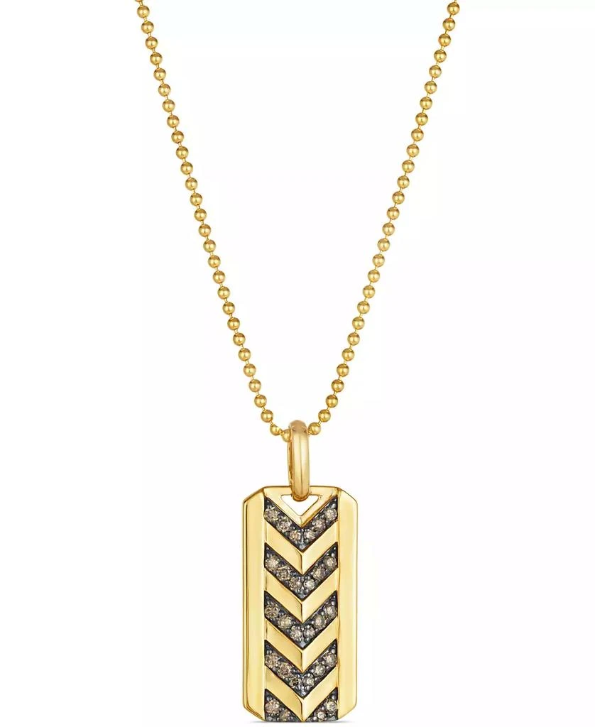 Le Vian Chocolatier® Men
s Chocolate Diamond Chevron Dog Tag 24" Pendant Necklace (1/2 ct. t.w.) in 14k Gold 1