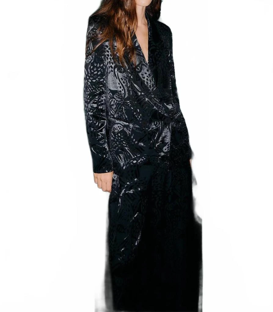 Farm Rio Leopard Jacquard Blazer In Black 4