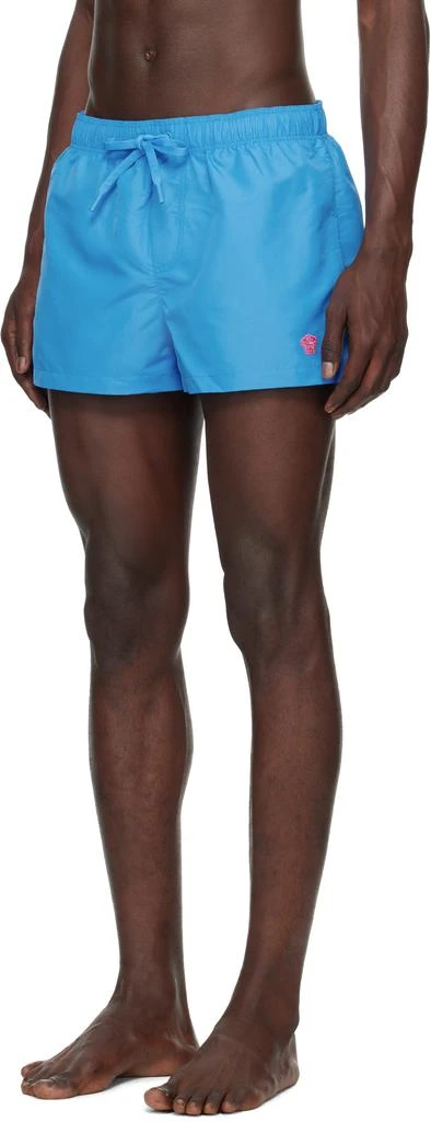 Versace Blue Embroidered Medusa Swim Shorts 4