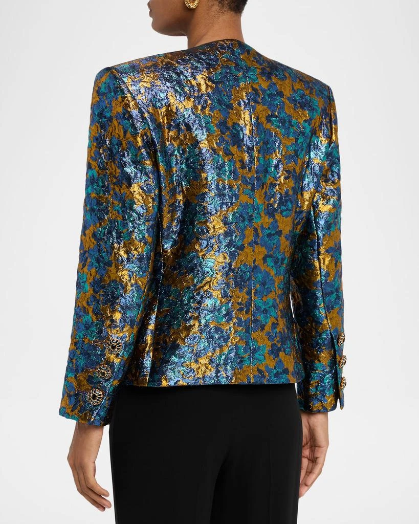 Yves Saint Laurent Metallic Floral Brocade Single-Breasted Jacket 3