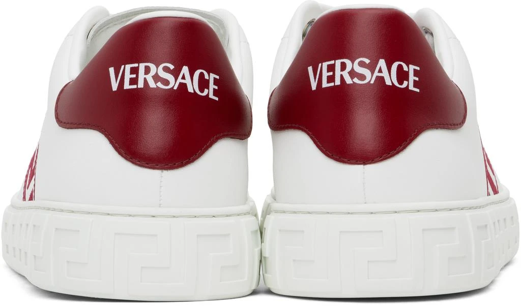 Versace White & Red Embroidered Greca Sneakers 2