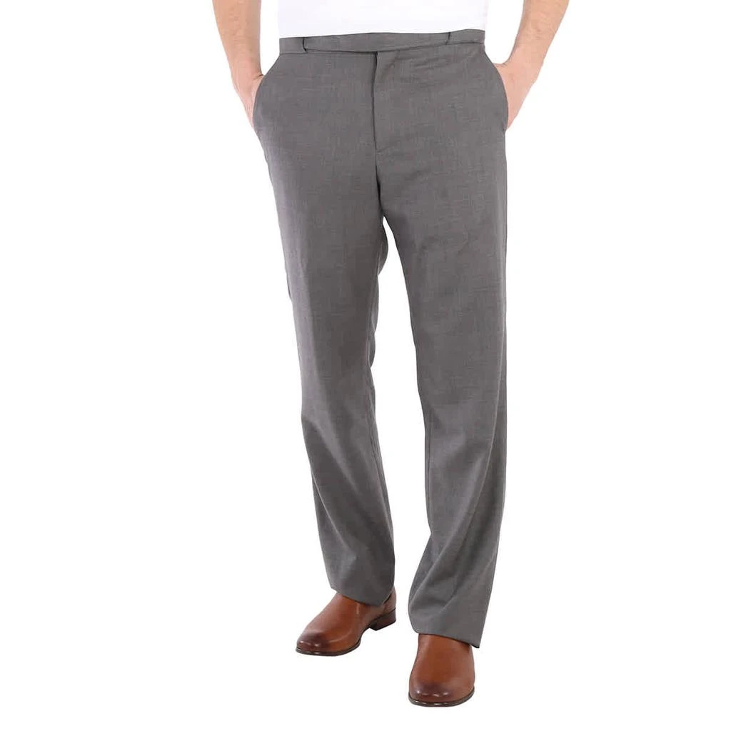 Charcoal Grey Wool English Fit Tailored Trousers With Belt Detail