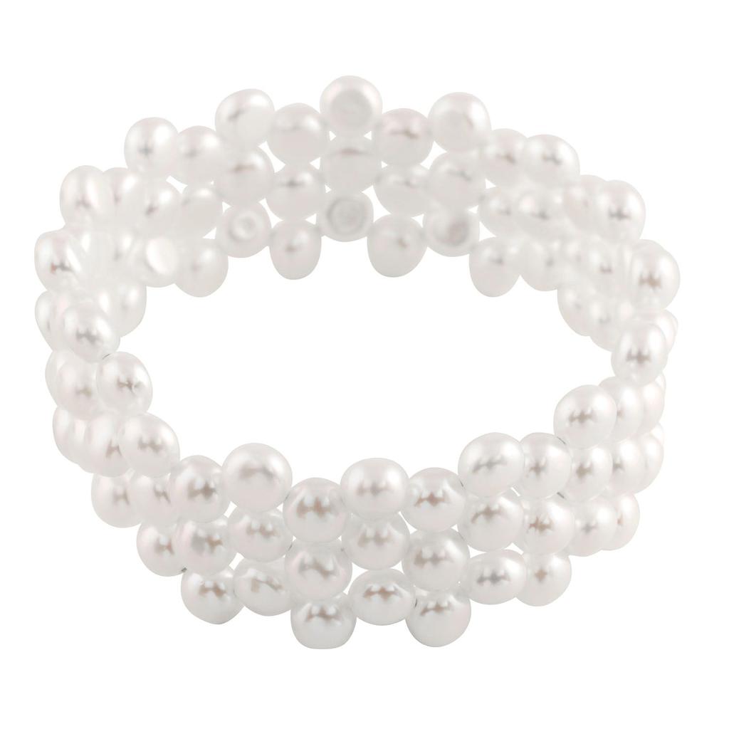 Splendid Pearls Triple Row White 7-8mm freshwater Pearl Coil Bracelet
