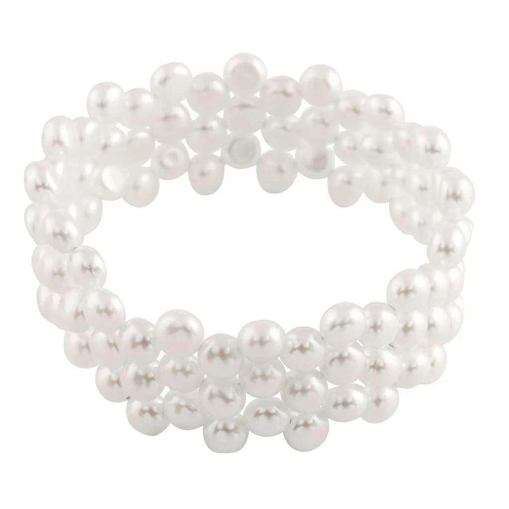 Splendid Pearls Triple Row White 7-8mm freshwater Pearl Coil Bracelet 1
