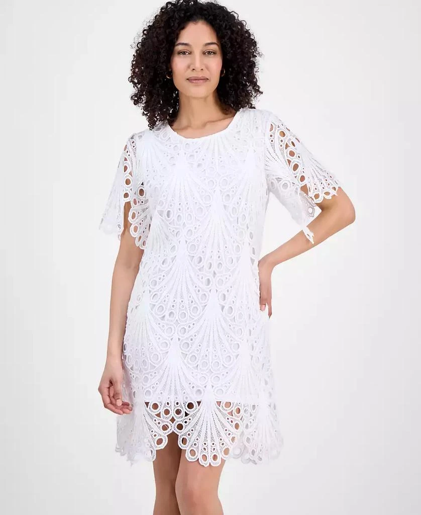 Sandra Darren Petite Eyelet-Embroidered Sheath Dress 5