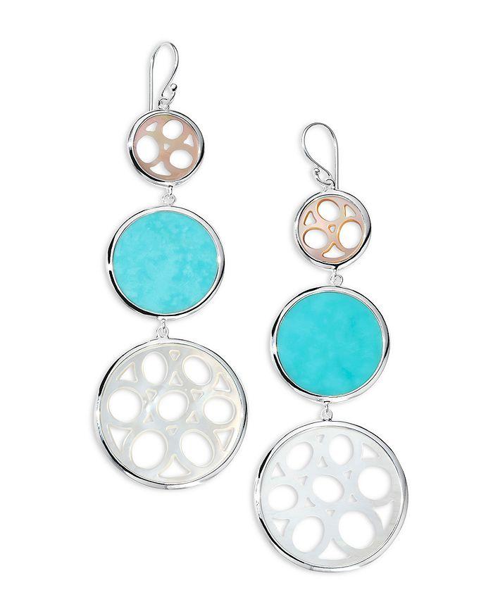 Ippolita Sterling Silver 925 Polished Rock Candy® Multi Stone Cut Out Triple Drop Earrings
