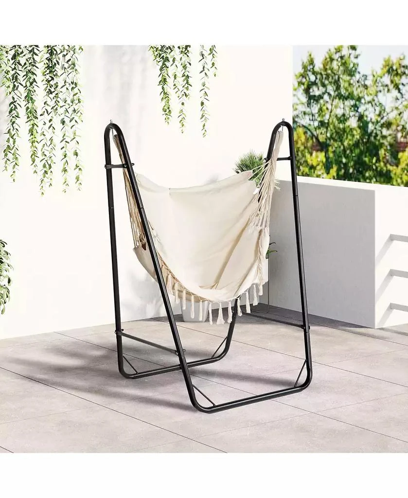 Flynama Outsunny Freestanding Hammock Chair with Stand Storage Pocket 4