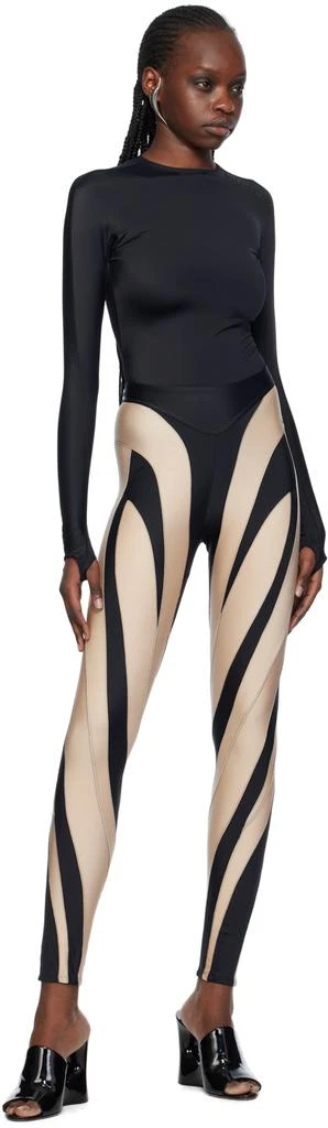 Mugler Black & Beige Spiral Leggings 4