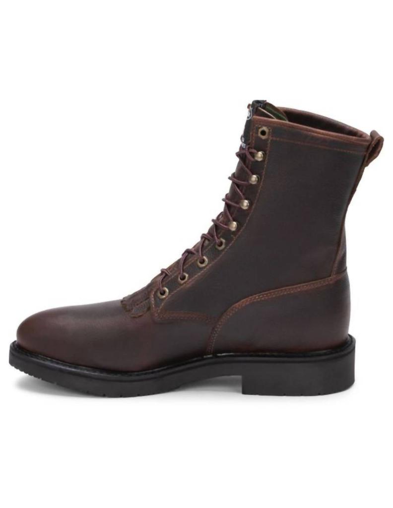 Justin Men's Lace-Up Round Steel Toe - EEE Width