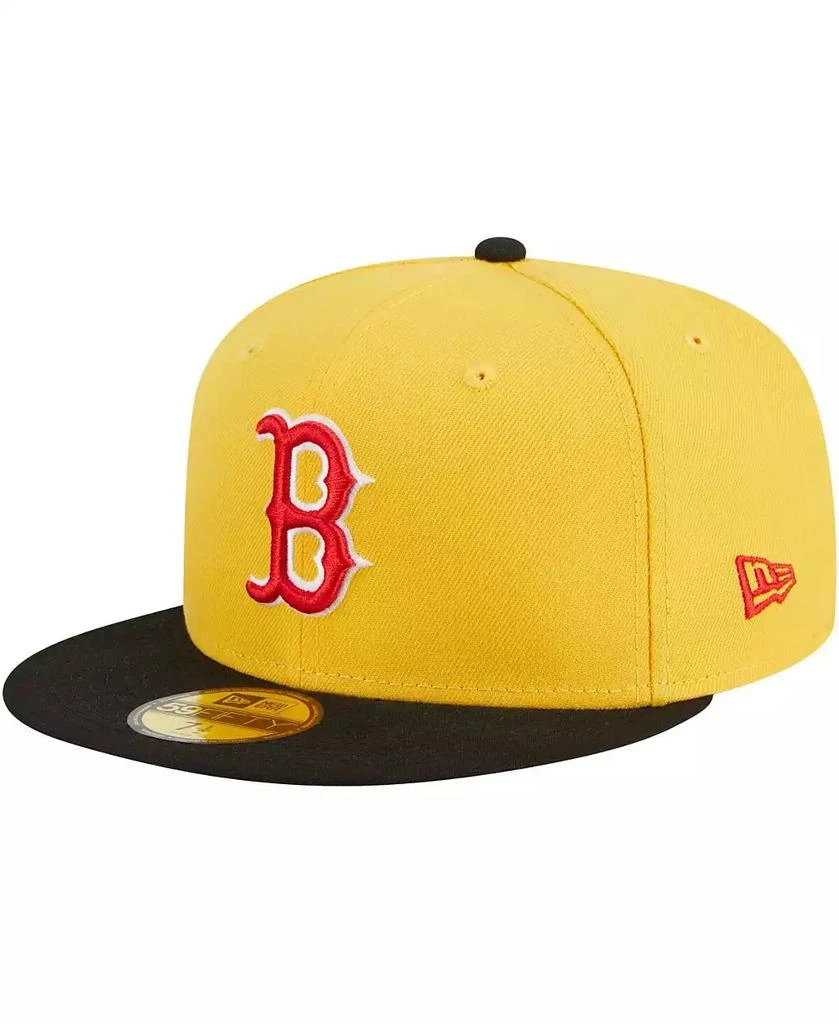 New Era Men's Yellow, Black Boston Red Sox Grilled 59FIFTY Fitted Hat 3