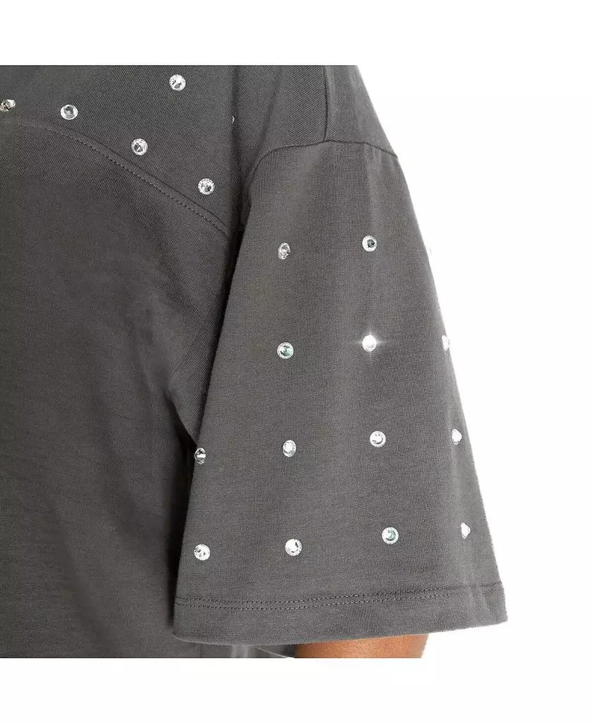 Gameday Couture Women's Gray Pittsburgh Steelers All-Over Rhinestone Cropped Oversized T-Shirt 2