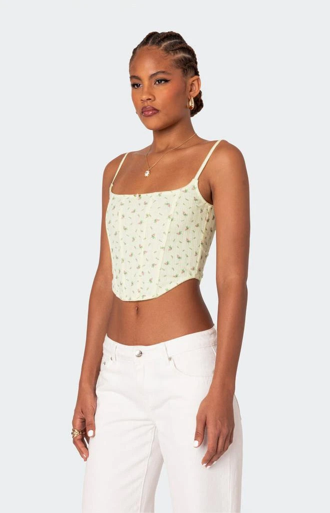 Edikted Rosey Printed Pointelle Corset Top 4