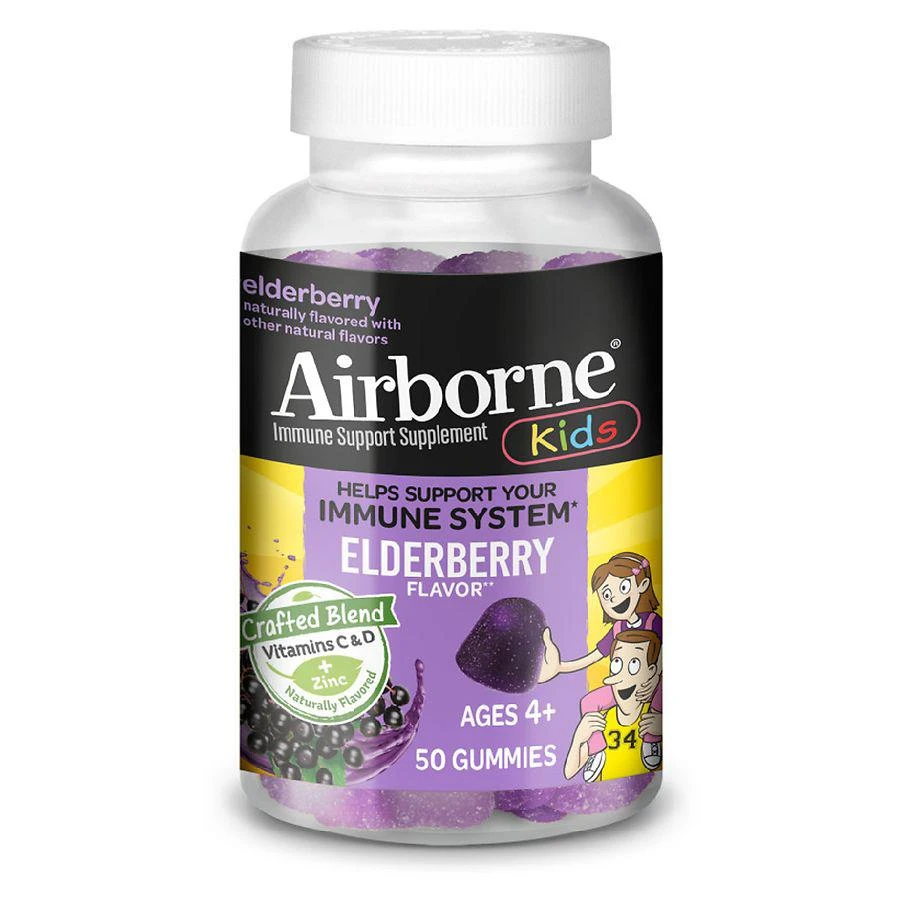 Airborne Vitamin C, E, Zinc, Minerals & Herbs Immune Kids Gummies Elderberry 1